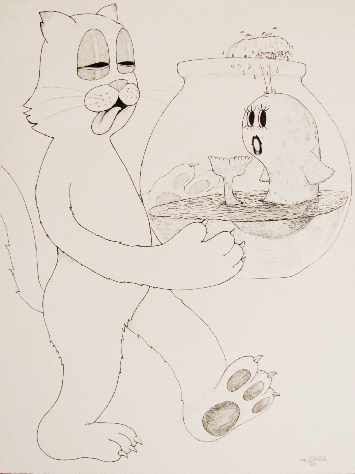 Fishbowl, 2010, Encre et stylo sur papier, 30 x 25 cm Fishbowl, 2010, Encre et stylo sur papier, 30 x 25 cm
