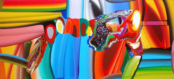Stretched bodies", acrylique sur toile, 72x36 inches, 2008 Stretched bodies", acrylique sur toile, 72x36 inches, 2008