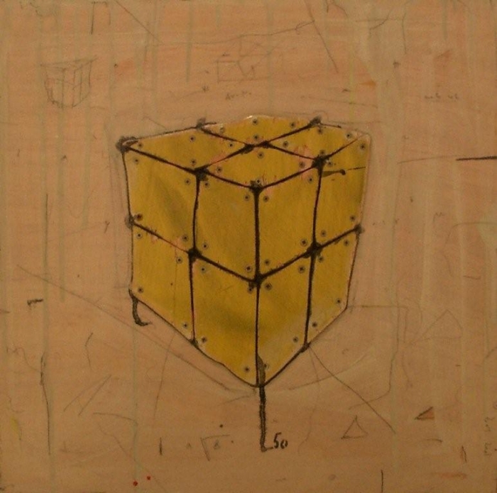 Cube Jaune - Technique mixte sur Bois - 50 x 50 cm - 2001 Cube Jaune - Technique mixte sur Bois - 50 x 50 cm - 2001