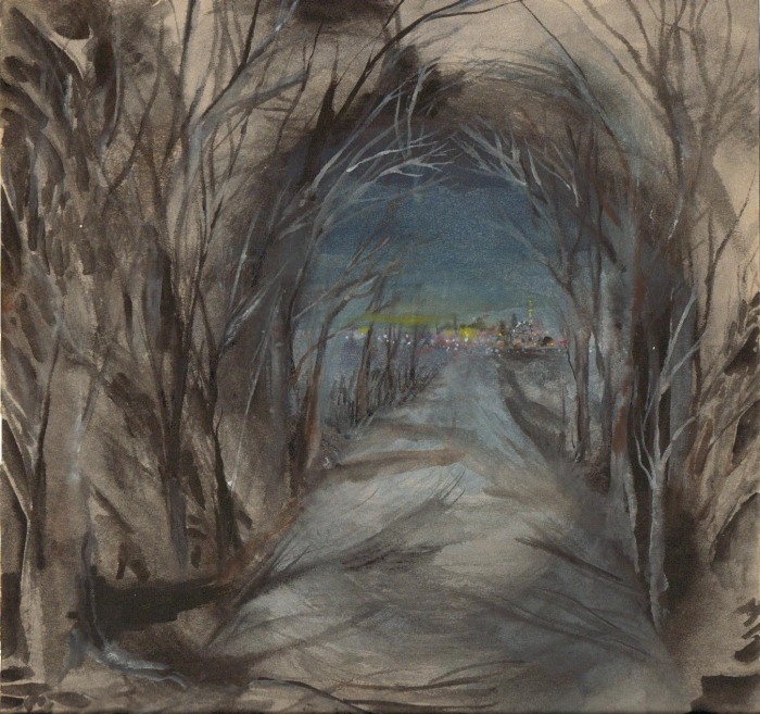 City Lights, watercolour on paper, 22.5 x 22.5 cm City Lights, watercolour on paper, 22.5 x 22.5 cm