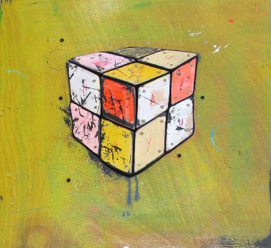 Cube Multicolore - Technique mixte sur Bois - 50 x 50 cm - 2010 Cube Multicolore - Technique mixte sur Bois - 50 x 50 cm - 2010