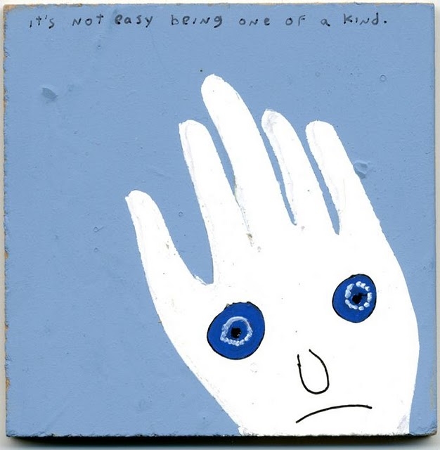 It's not easy being one of a kind, 2010, Technique mixte sur panneau, 8 x 8 cm It's not easy being one of a kind, 2010, Technique mixte sur panneau, 8 x 8 cm