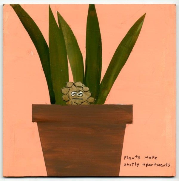Plants make shitty apartments, 2010, Technique mixte sur panneau, 15 x 15 cm Plants make shitty apartments, 2010, Technique mixte sur panneau, 15 x 15 cm