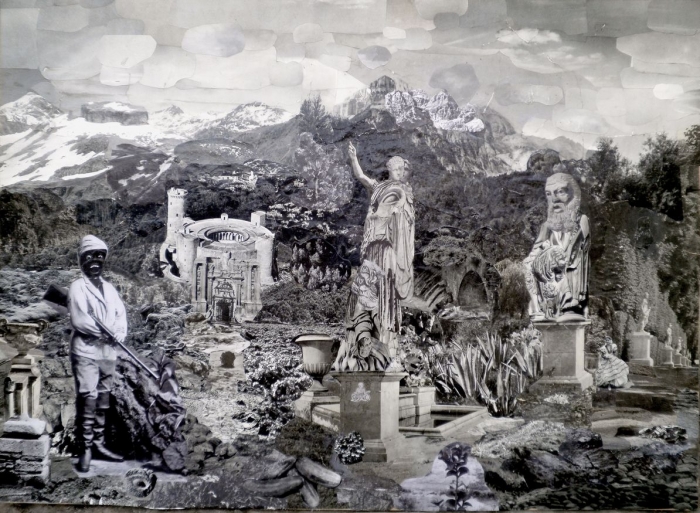 The Black Explorer, Collage sur bois, 50 x 70 cm, 2013 The Black Explorer, Collage sur bois, 50 x 70 cm, 2013