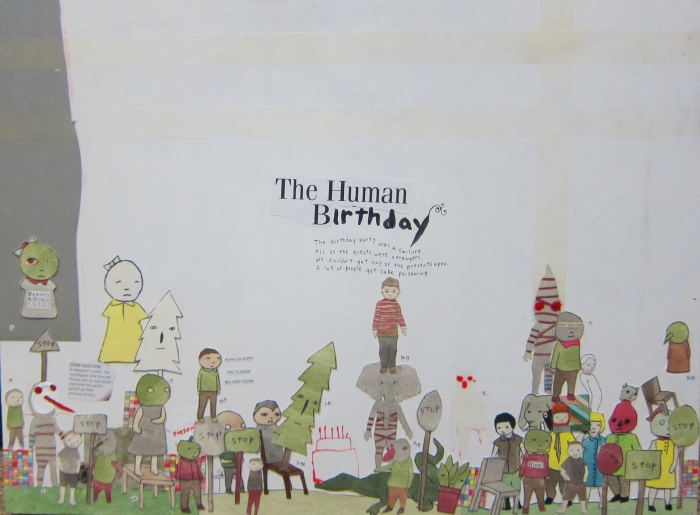 The Human Birthday, 2013, Technique mixte sur bois, 46 x 61 cm, Neil Farber The Human Birthday, 2013, Technique mixte sur bois, 46 x 61 cm, Neil Farber