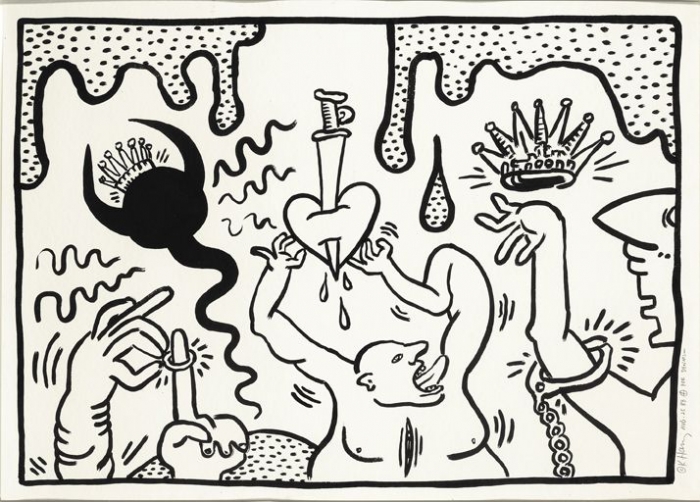 Untitled, 1988, encre Sumi sur papier, 73 x 102,2 cm - Certificat établi par The Estate of Keith Haring Untitled, 1988, encre Sumi sur papier, 73 x 102,2 cm