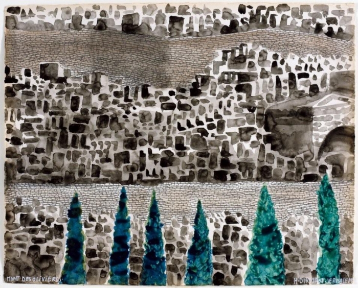 Mont des Oliviers, 2010, acrylique sur toile, 141 x 160 cm, 17ème étape du tour du monde, Tel Aviv, Hervé Di Rosa Mont des Oliviers, 2010, acrylique sur toile, 141 x 160 cm, 17ème étape du tour du monde, Tel Aviv, Hervé Di Rosa