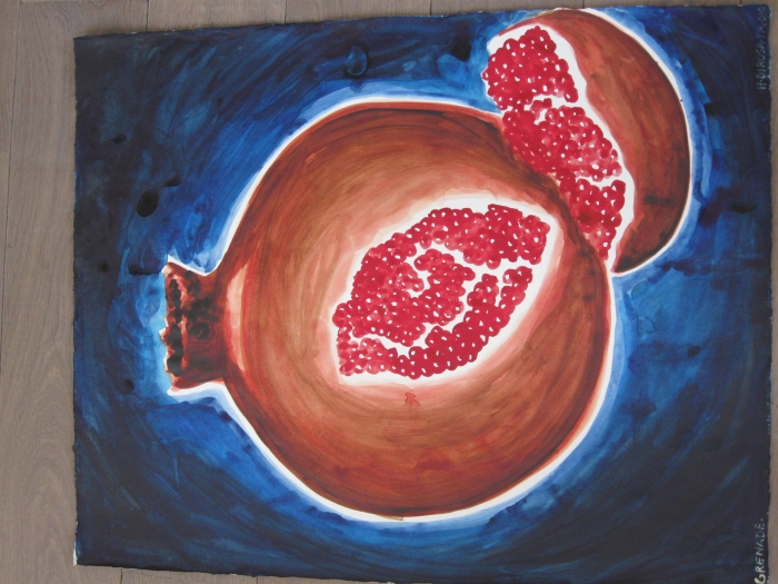 Grenade, 2010, aquarelle sur papier, 50 x 65 cm, 17ème étape du tour du monde, Tel Aviv, Hervé Di Rosa Grenade, 2010, aquarelle sur papier, 50 x 65 cm, 17ème étape du tour du monde, Tel Aviv, Hervé Di Rosa