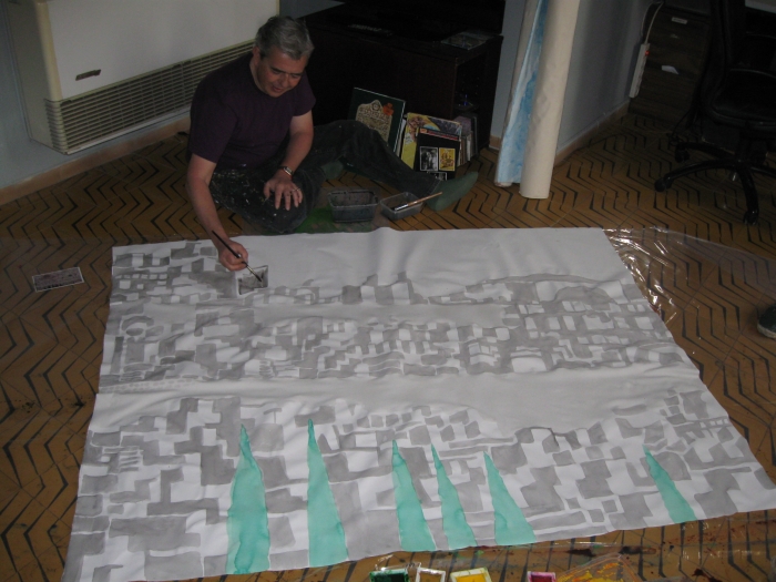 Mont des Oliviers, 2010, acrylique sur toile, 141 x 160 cm, 17ème étape du tour du monde, Tel Aviv, Hervé Di Rosa Mont des Oliviers, 2010, acrylique sur toile, 141 x 160 cm, 17ème étape du tour du monde, Tel Aviv, Hervé Di Rosa