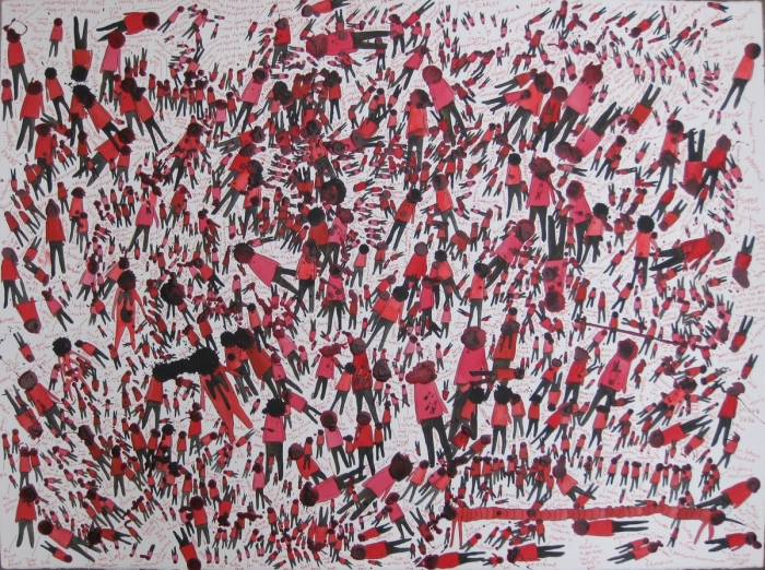 Red Crowd, 2011, Technique mixte sur papier, 55 x 76 cm, Neil Farber Red Crowd, 2011, Technique mixte sur papier, 55 x 76 cm, Neil Farber