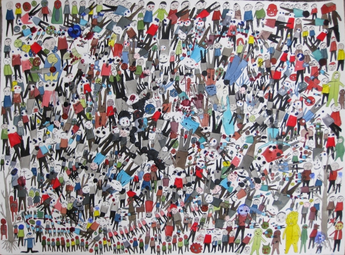 Crowd, 2011, Technique mixte sur papier, 55 x 76 cm, Neil Farber Crowd, 2011, Technique mixte sur papier, 55 x 76 cm, Neil Farber