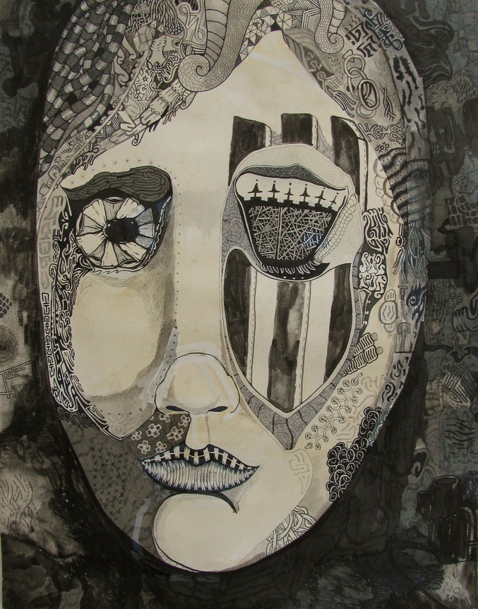Face, 2011, Encre et stylo sur papier, 50 x 39 cm Face, 2011, Encre et stylo sur papier, 50 x 39 cm