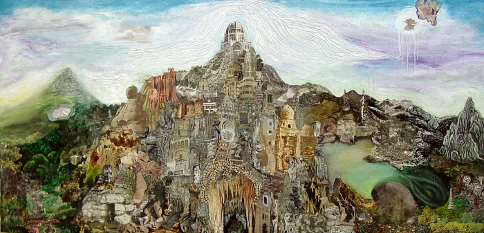 "Ideal Palace", huile et collage sur toile, 97 x 196 cm, 2010 "Ideal Palace", huile et collage sur toile, 97 x 196 cm, 2010