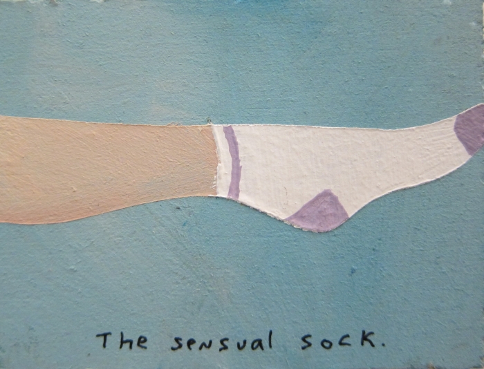 The sensual sock, 2011, Technique mixte sur panneau, 4 x 5 cm The sensual sock, 2011, Technique mixte sur panneau, 4 x 5 cm