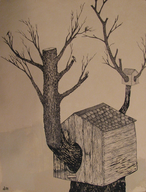 Home, 2010, Encre et stylo sur papier, 30 x 25 cm